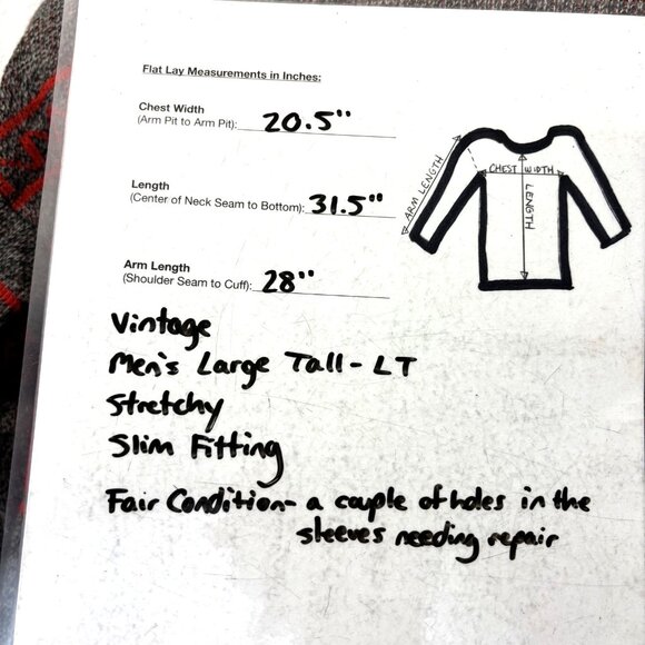 Vintage 80s Le Tigre Mens Sweater Large Tall LT Red Knit Pullover Winter Holiday - Picture 7 of 15